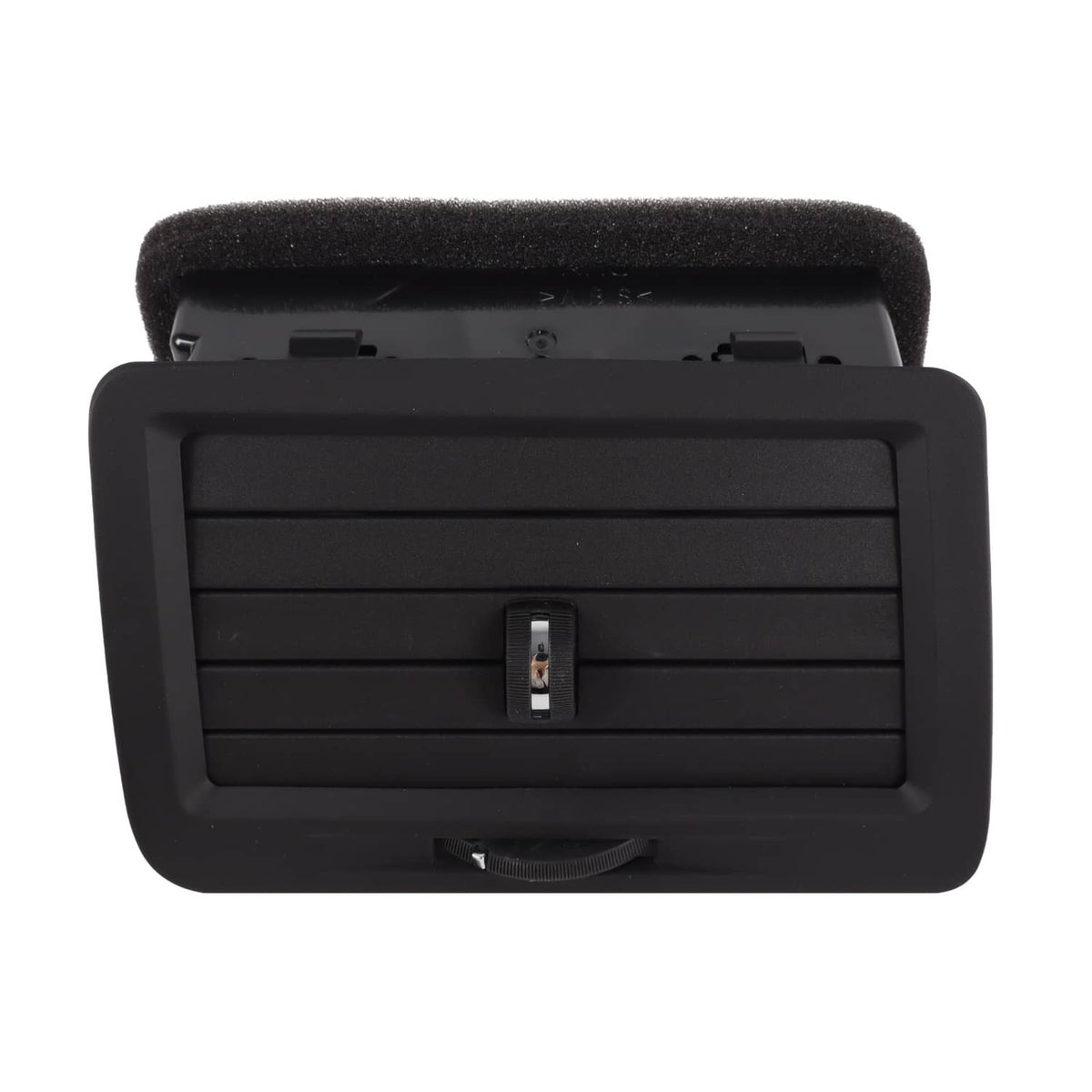 Dashboard A/C vent grille with central vertical adjustment tab, black plastic housing