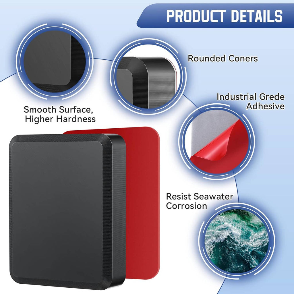Black transducer mounting plate with smooth surface and rounded corner detail