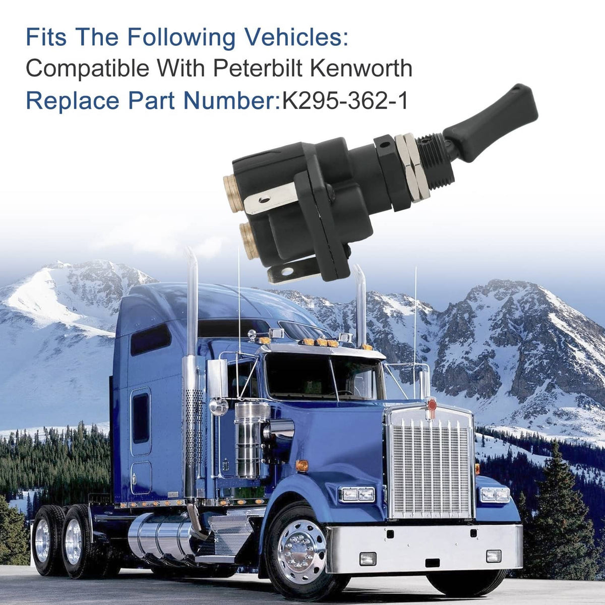 Air electric toggle valve paddle switch with black paddle handle and two brass ports