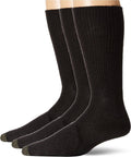 Black men's crew socks, ribbed knit, 3-pack set