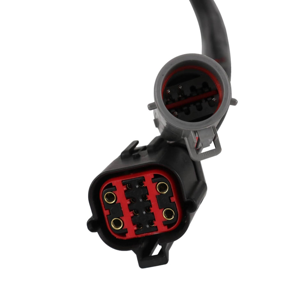 Engine wire harness electrical plug with gray outer housing and red contact insert