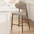 MALOL counter-height upholstered bar stool with round gray seat and dark tapered legs
