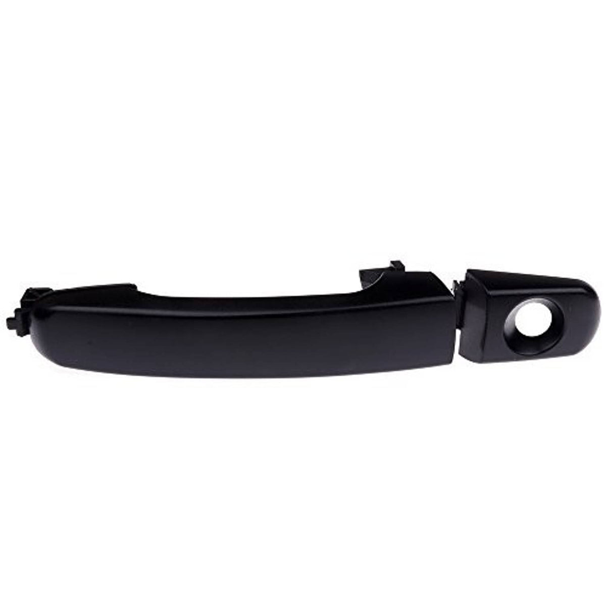 Exterior door handle with round keyhole opening, matte black finish, ABS