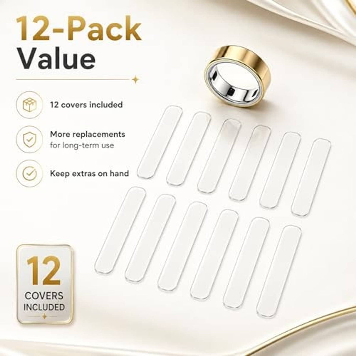 12-pack clear ring covers with multiple replacement protective films