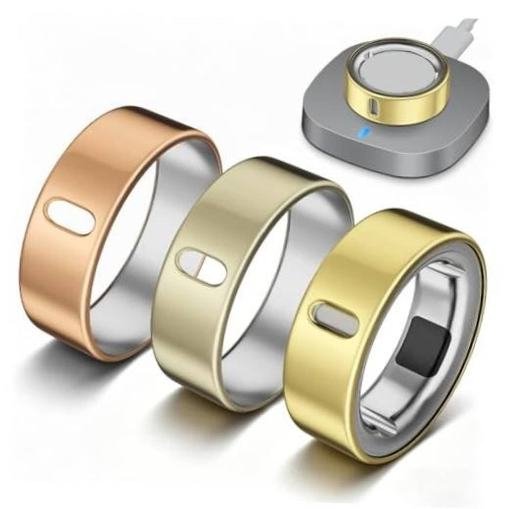3-pack TPU Oura ring covers in rose gold, champagne gold, and gold tones