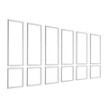 White rectangular wall molding accent trim set, modular square-panel frame pieces