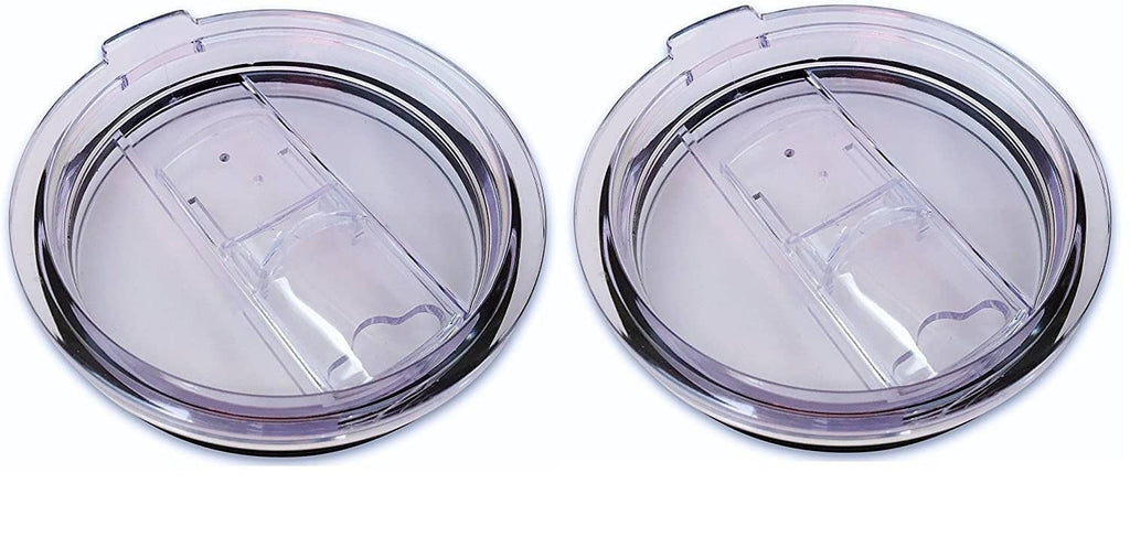 Two-pack of clear replacement lids with black rim, snap-tab design for 20oz tumblers