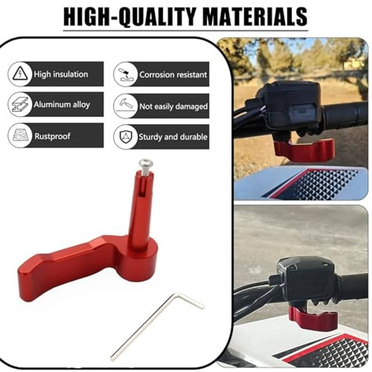 Red thumb throttle lever with metal stud and included hex key