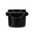 Black coffee knock box with two side grips and open top