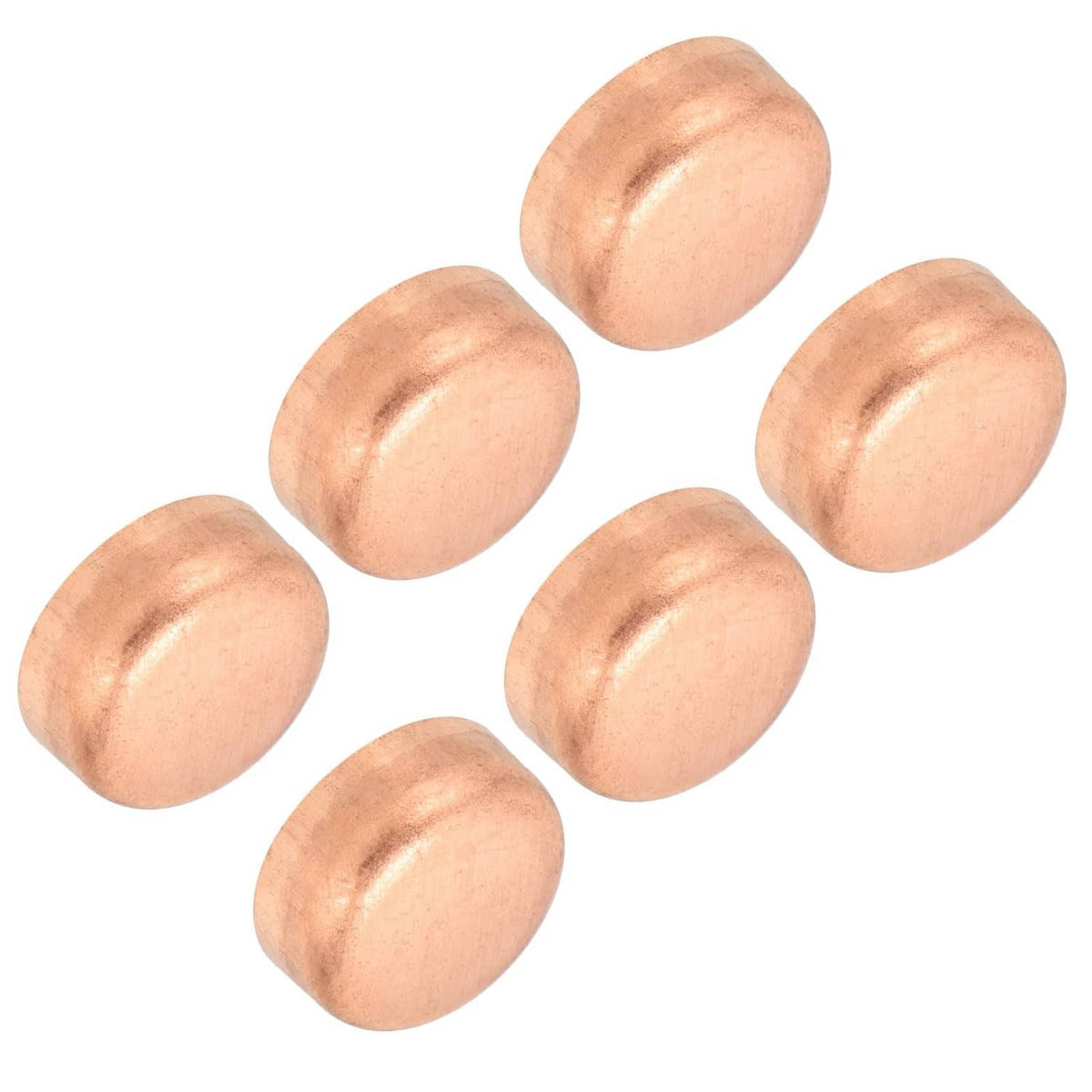 Copper pipe end caps, 1/2 in ID, rounded copper caps set of 6