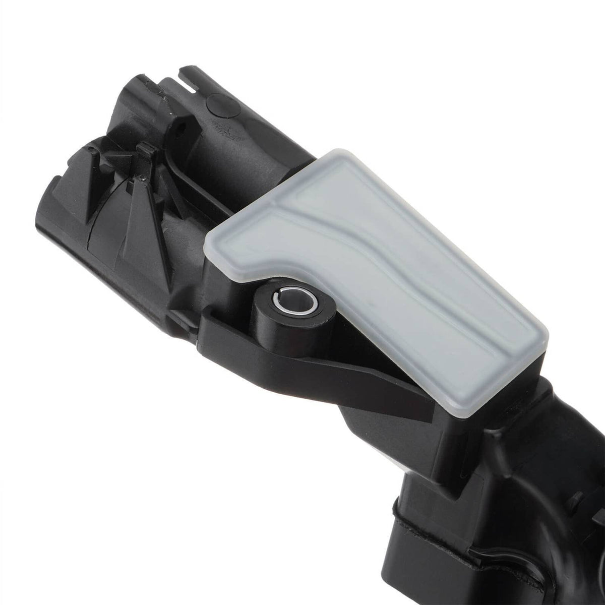 Black PCV valve assembly with rectangular translucent cover and mounting bracket