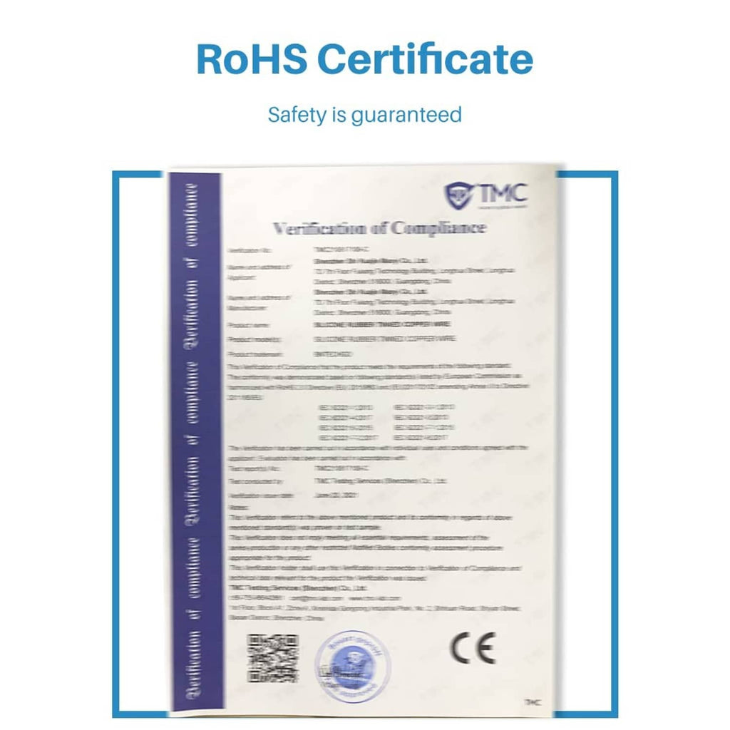 RoHS certificate document for wire safety compliance