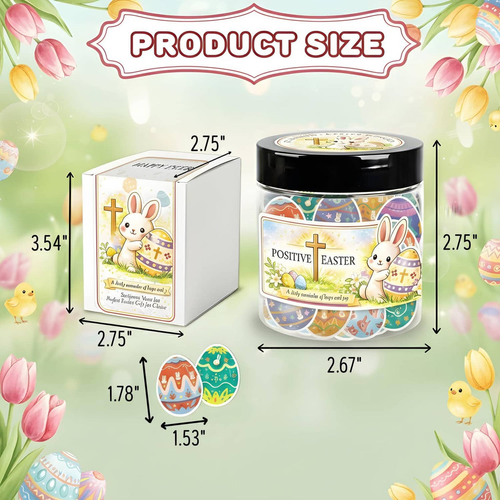 Positive Easter scripture jar and gift box with printed size measurements