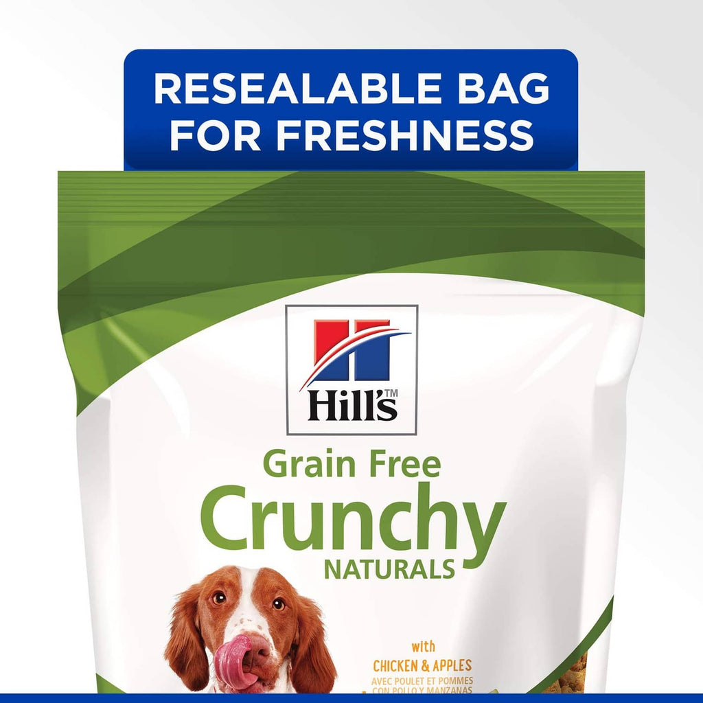 Hill's Grain Free Crunchy Naturals dog treat pouch with resealable bag front