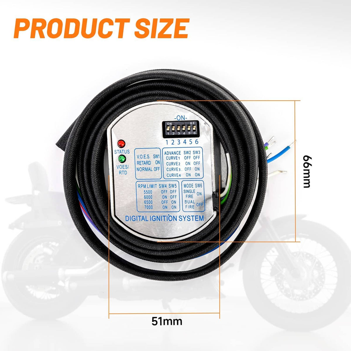 Digital ignition system module with compact black coiled wiring harness