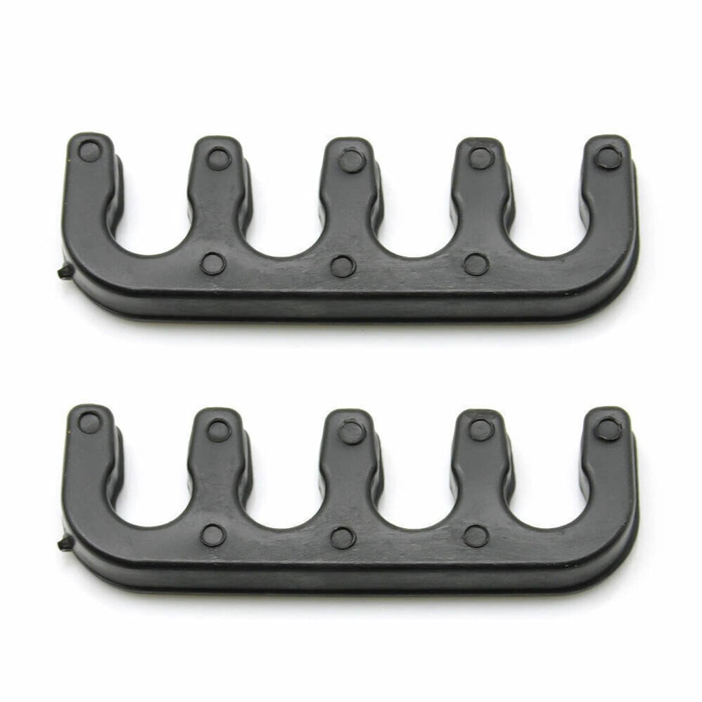Two black ignition coil mounting brackets with four U-shaped posts each