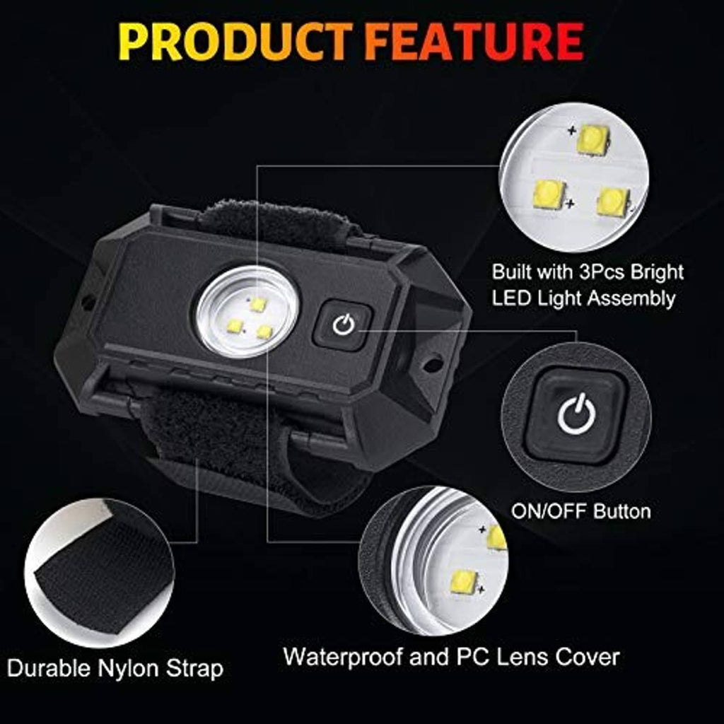 Black LED dome light with white LED chips, power switch, and waterproof lens cover
