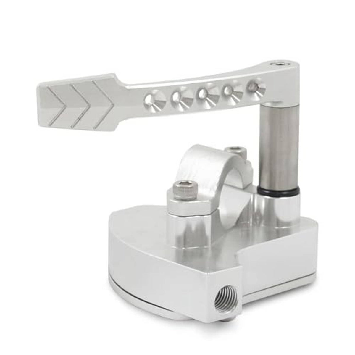 CNC billet thumb throttle extender, silver lever bar and clamp block with adjustment hardware