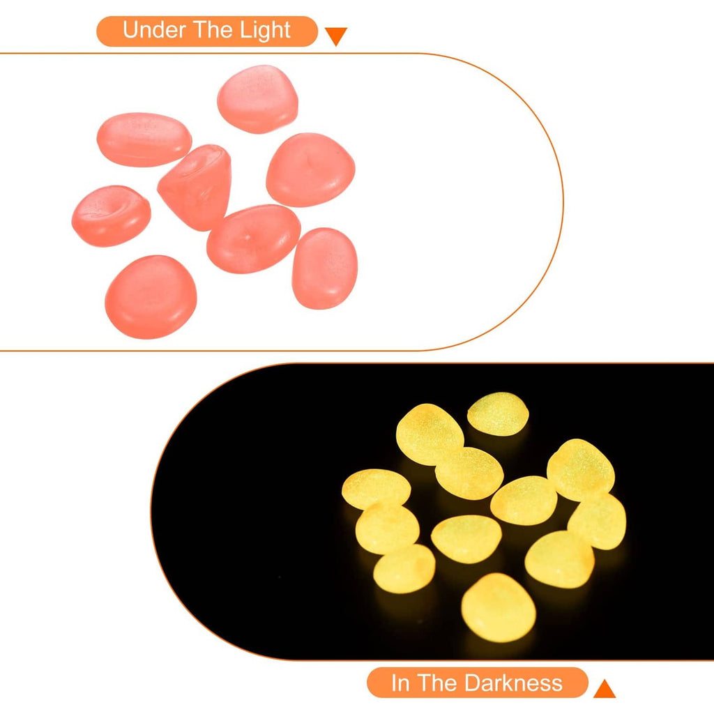 Orange glow rocks showing bright yellow light effect in low light