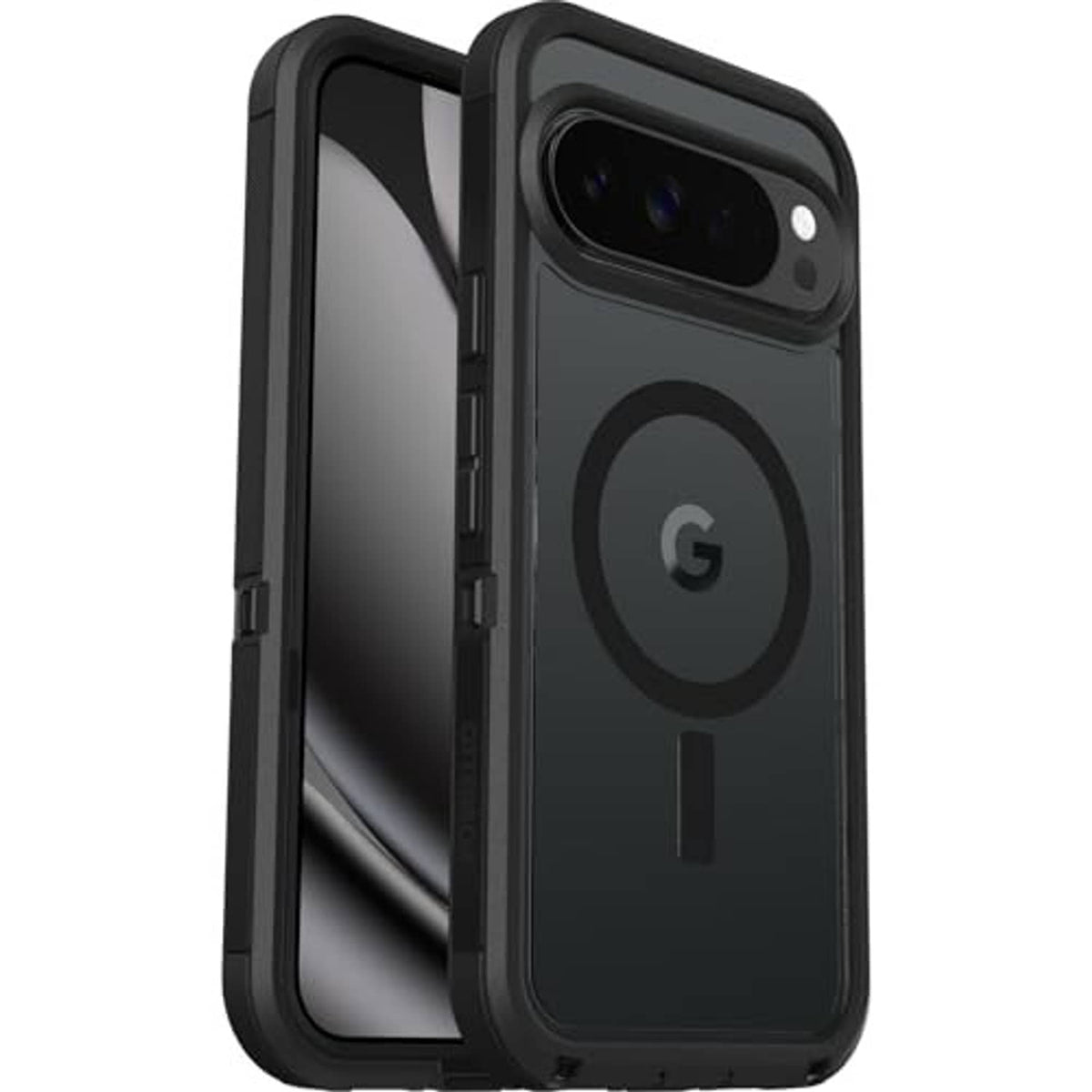 Rugged dark black phone case for Pixel 10 Pro XL with thick bumper and camera protection.