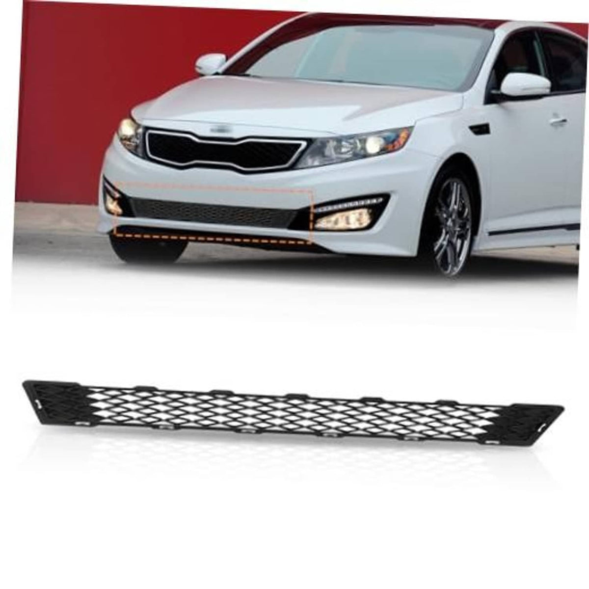 Front lower grille insert, black mesh honeycomb pattern