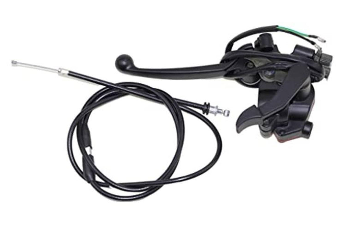Thumb throttle cable kit with dual brake lever, black cables and metal end fittings