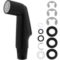 Matte black kitchen side sprayer head with included O-rings and mounting clips