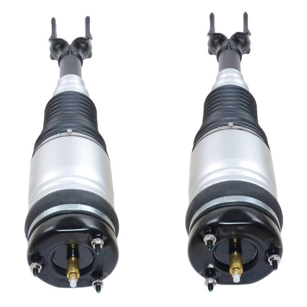 Front air suspension strut set, silver shock body with black pneumatic bellows