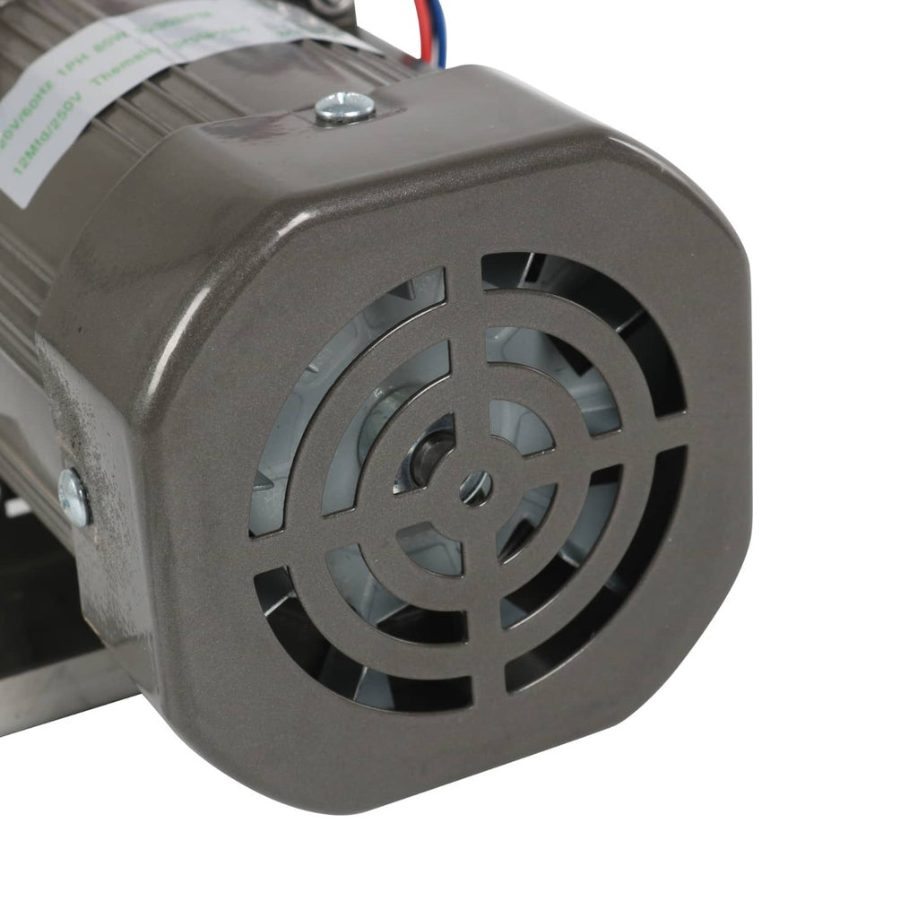 Cylindrical water pump motor with vented grille and power wire terminals