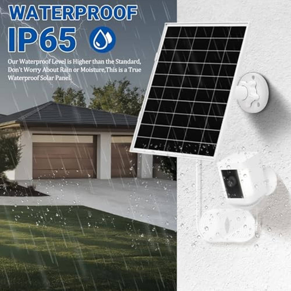Solar panel with weatherproof mounting bracket and wall camera light for outdoor charging