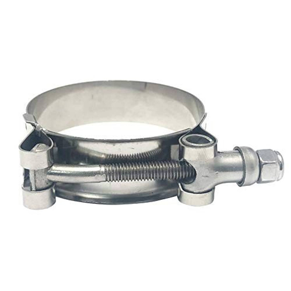 1.75 in stainless steel T-bolt hose clamp with screw bolt and perforated band