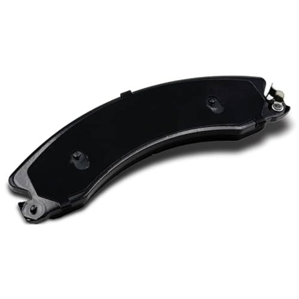 Ceramic brake pad, black friction surface with metal backing and mounting hardware