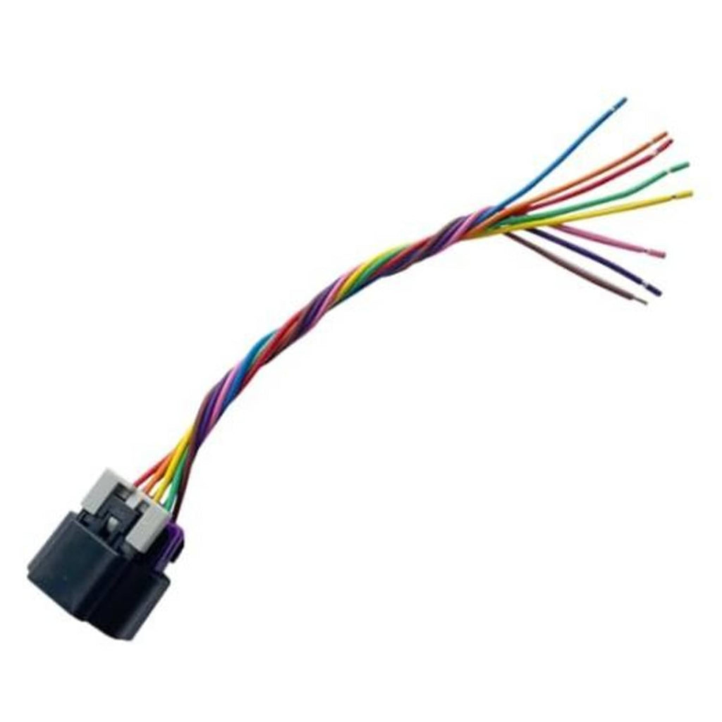 Throttle body connector pigtail with multi-color wire leads and black plug housing