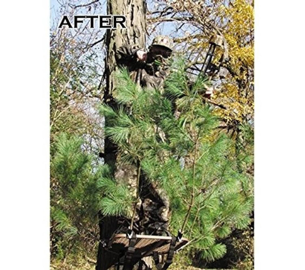 Mounted tree branch holders with crossbar and straps for archery stand use outdoors