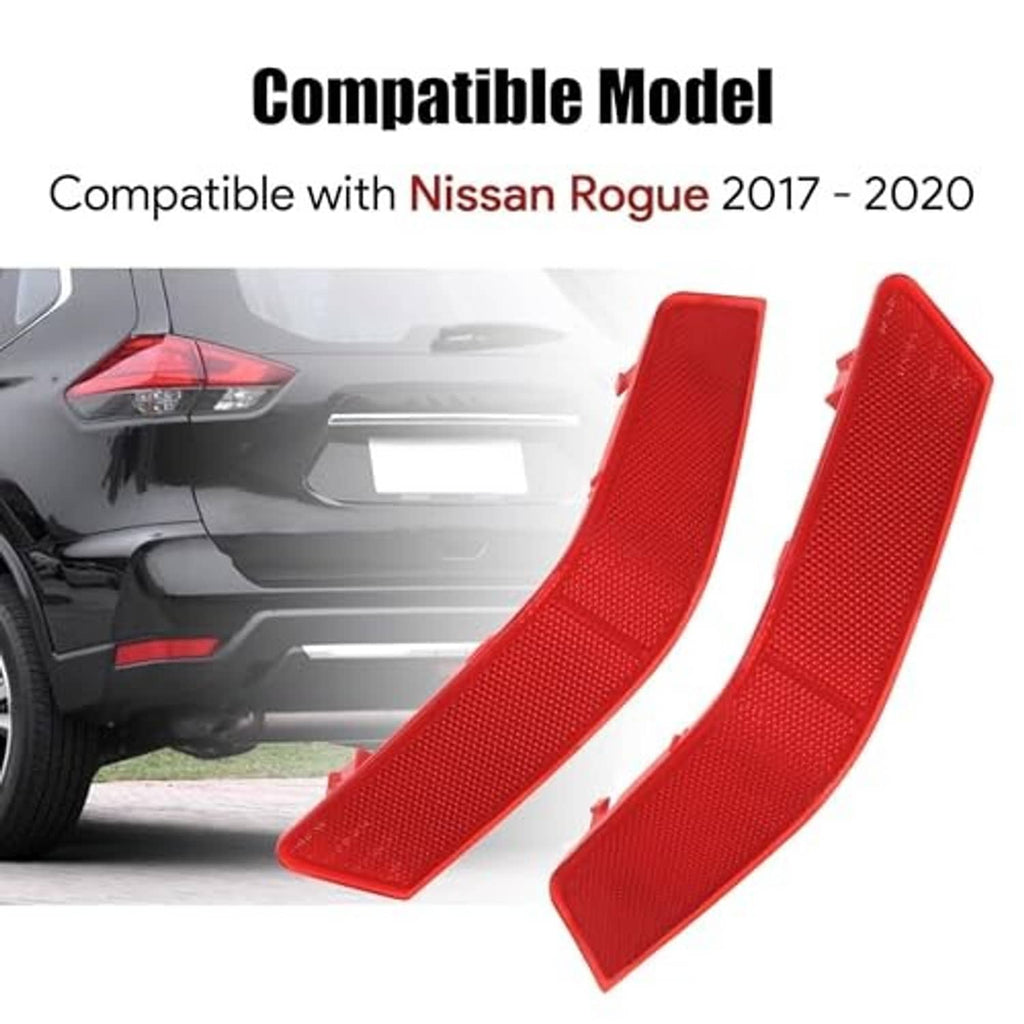 Red bumper reflector inserts, curved two-piece set with textured lens