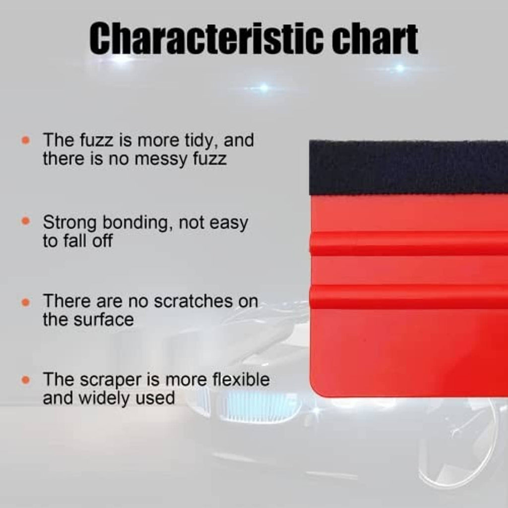 Red felt fabric squeegee scraper with black felt pad, smooth surface tool