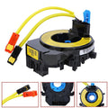 Clock spring spiral cable with black housing, yellow wires, blue and orange connectors