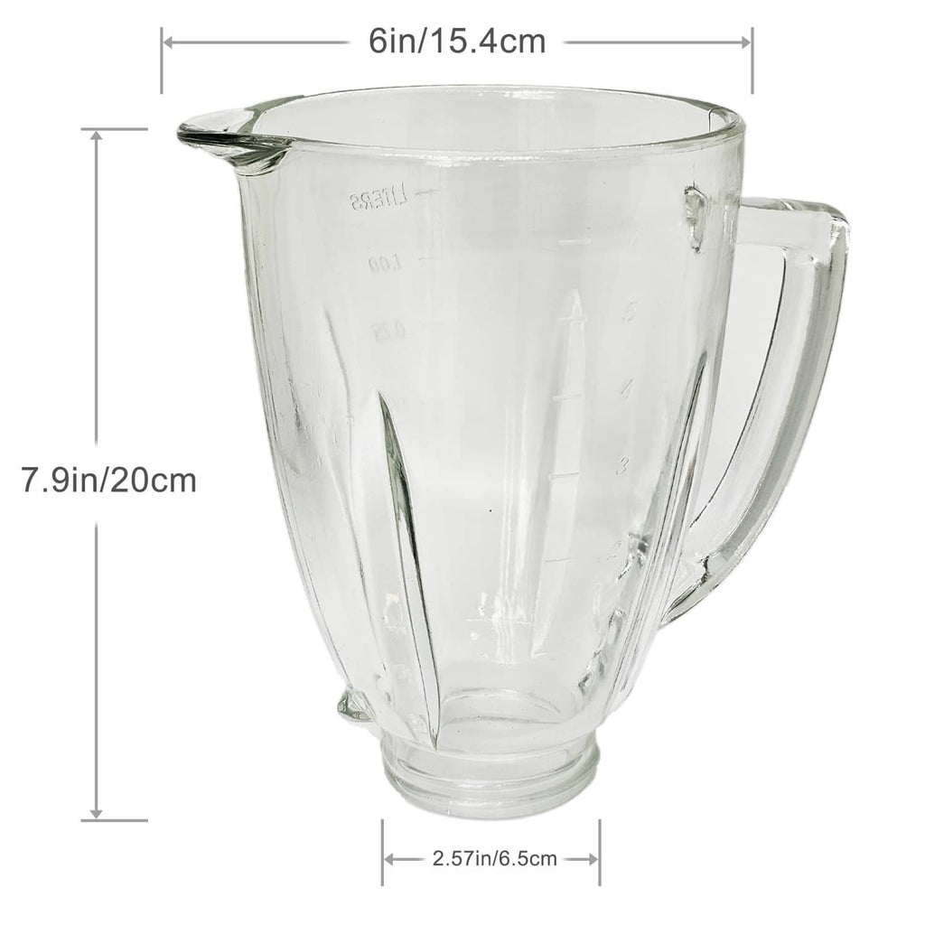 Clear 6-cup blender glass jar with side handle and spout