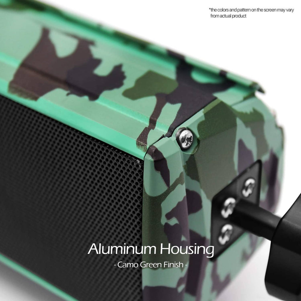 Camo green camo speaker bar with aluminum housing corner and black mount bracket