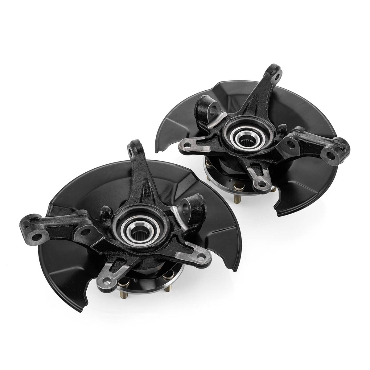 Front left and right steering knuckle assembly with wheel hub and bearing