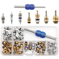 Car AC valve core removal kit in clear case with dual-end blue core tool