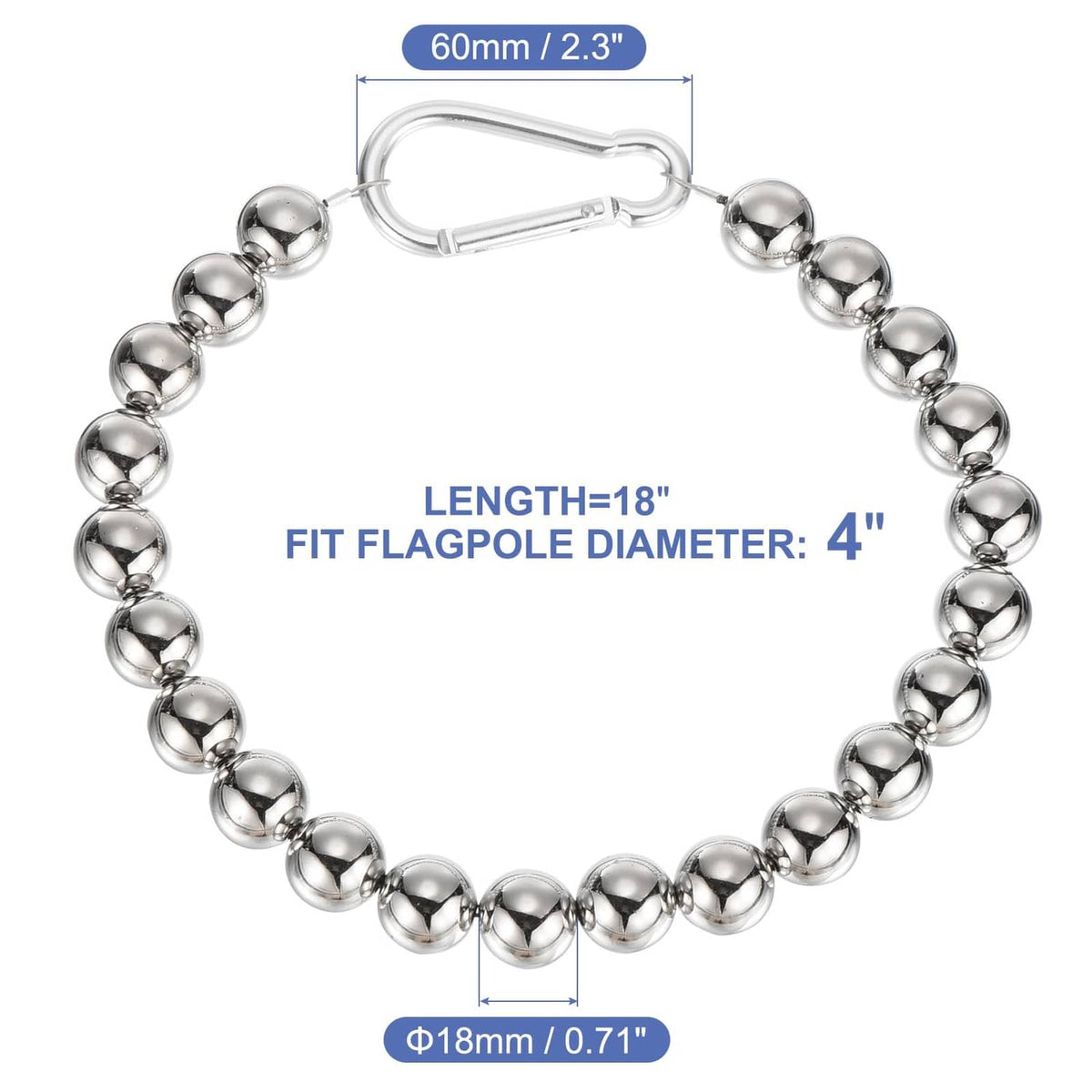 Stainless steel beaded retainer ring with carabiner clasp and round beads