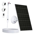 Solar panel charging kit with black panel, white wall mount, and Type-C power cable