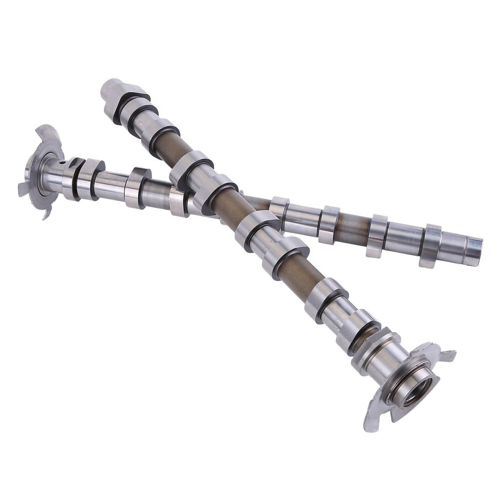 Camshaft pair in V orientation, with metal journals and circular flange mounting ends
