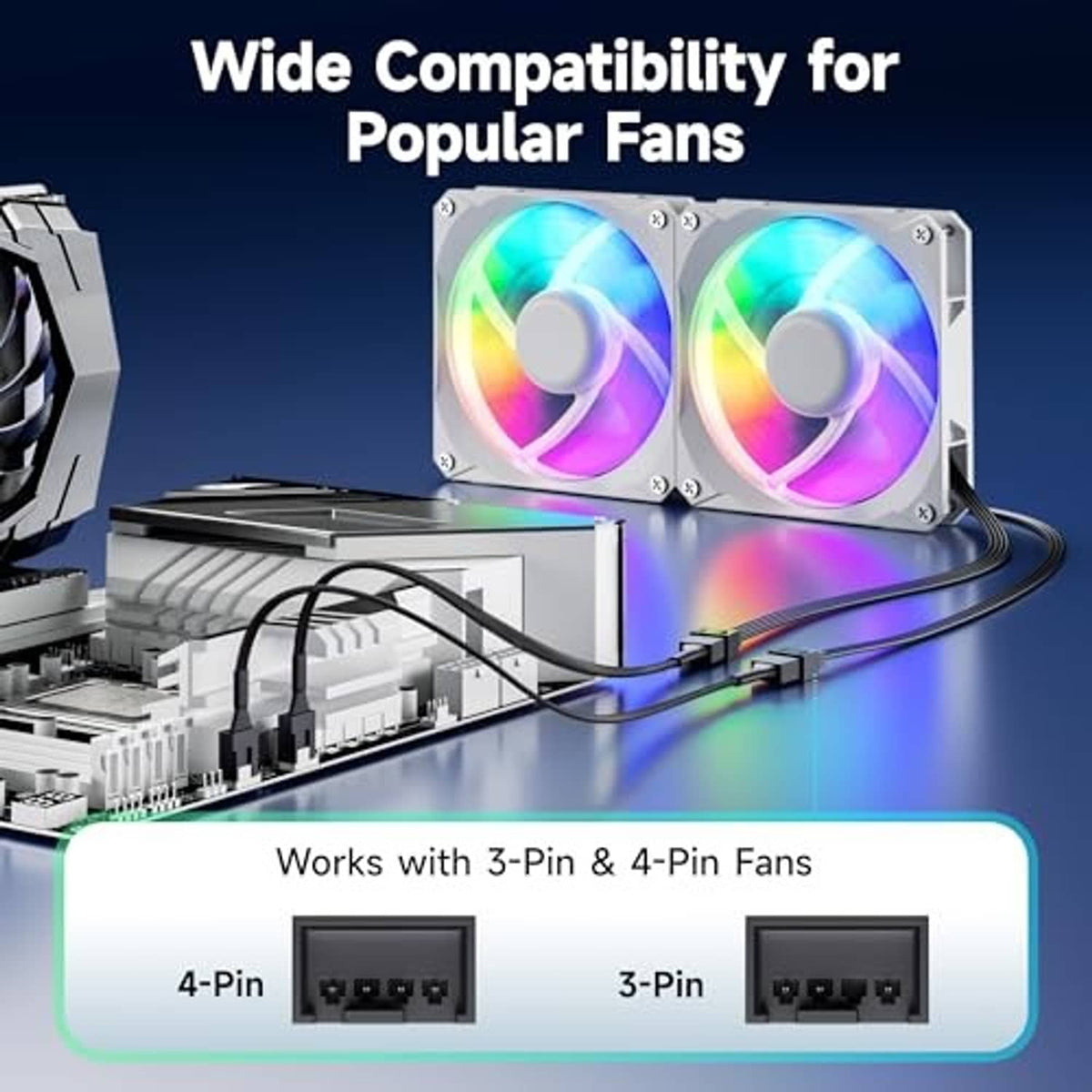 4-pin PWM fan extension cable with mixed 4-pin and 3-pin connector ends