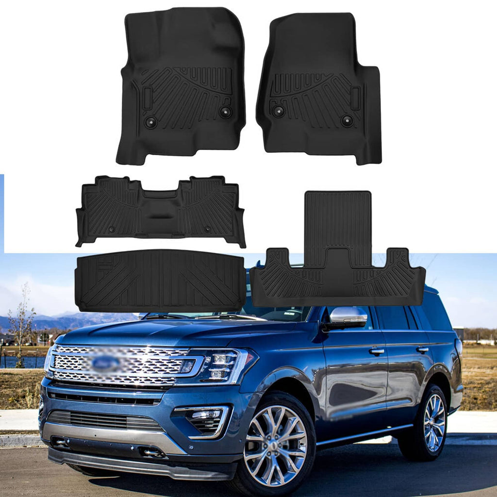 Black molded floor mats set with driver, passenger, and rear contour sections