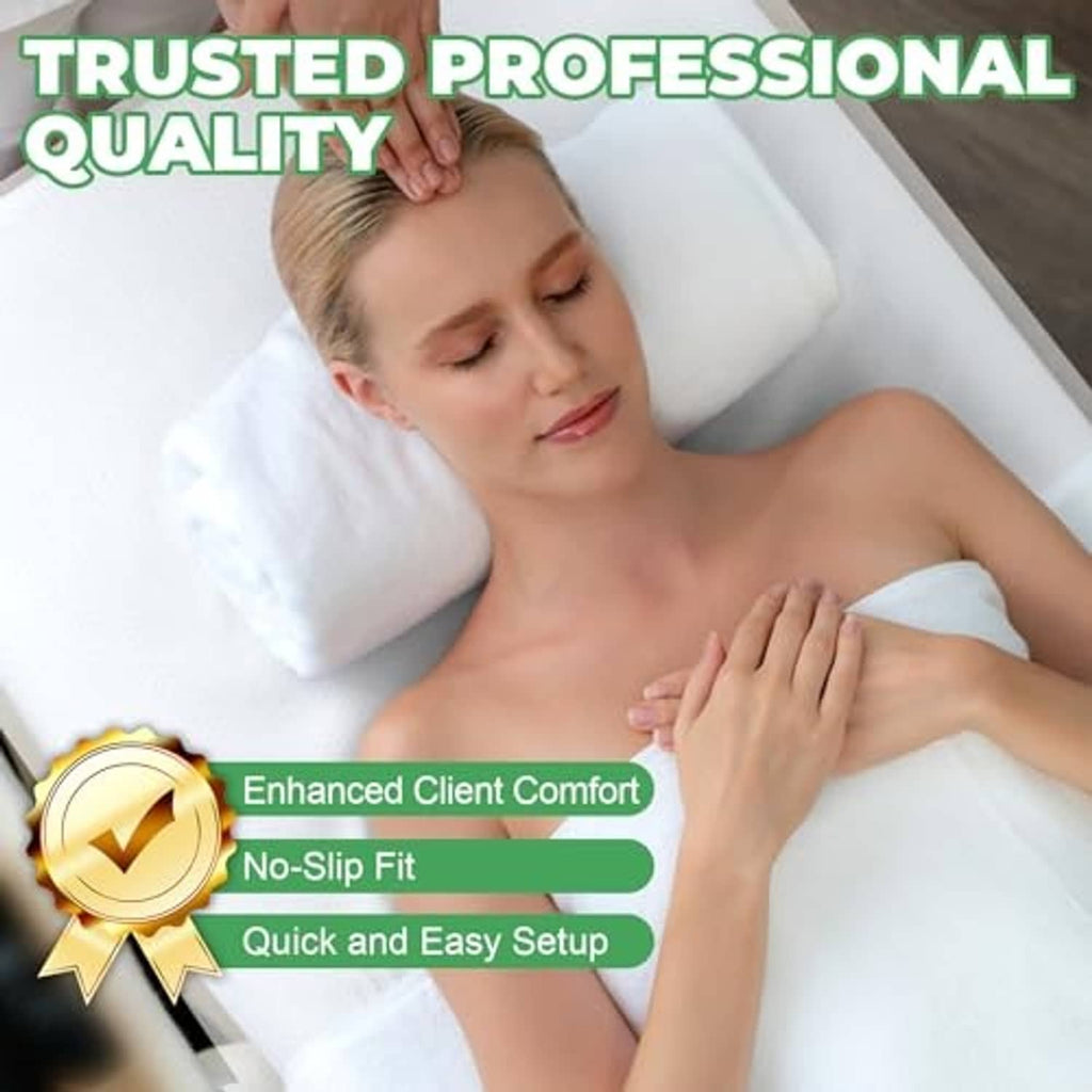 White disposable massage bed sheet on a massage table, single-use protection