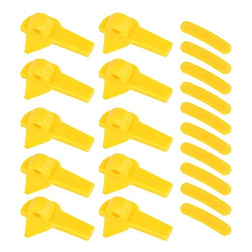 Yellow plastic duckbill rim protector inserts and small strip pieces, assorted