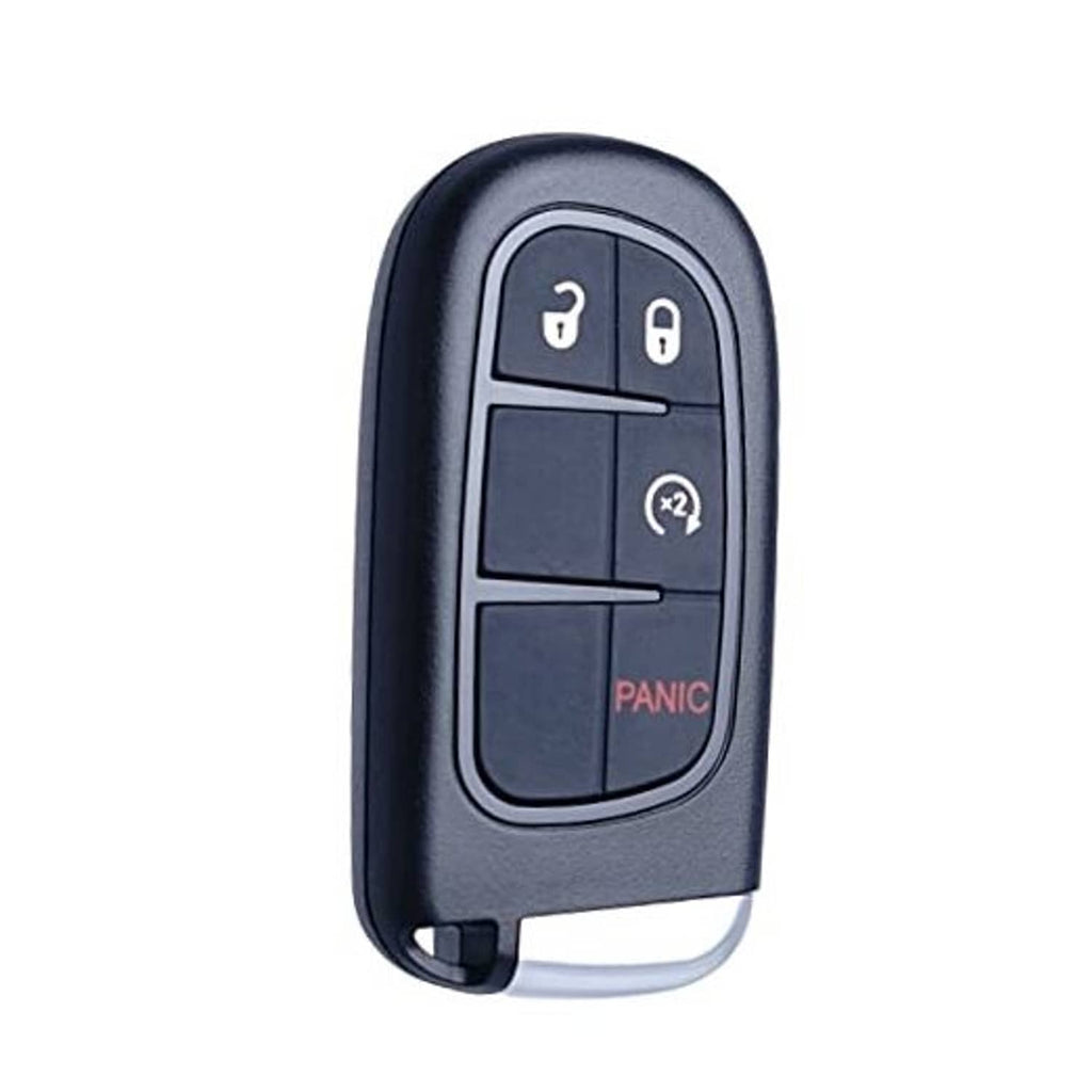 Black 4-button key fob with lock, unlock, trunk and panic icons, replacement remote.