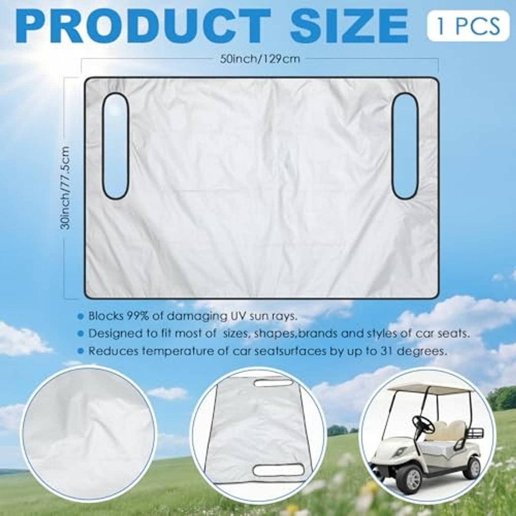 White seat cover size chart diagram for golf cart seats